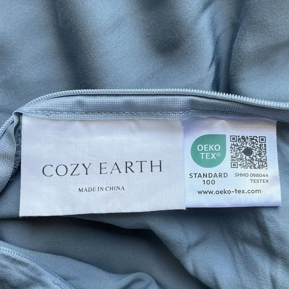 Cozy Earth Luxury Bamboo Duvet Cover King Limited Edition River (Blue) Zipper